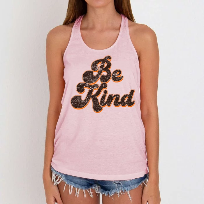 Retro Vintage Distressed Be Kind Women's Knotted Racerback Tank