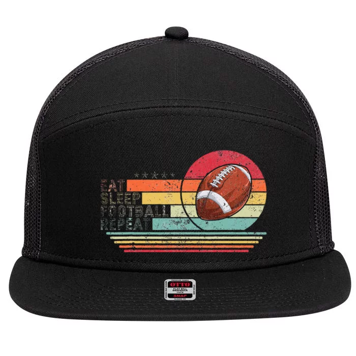 Retro Vintage Eat Sleep Football Repeat American Sport 7 Panel Mesh Trucker Snapback Hat