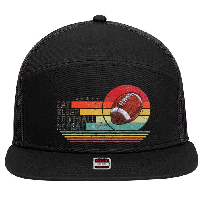 Retro Vintage Eat Sleep Football Repeat American Sport 7 Panel Mesh Trucker Snapback Hat