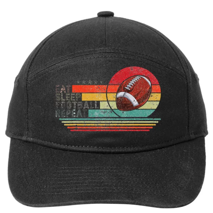 Retro Vintage Eat Sleep Football Repeat American Sport 7-Panel Snapback Hat