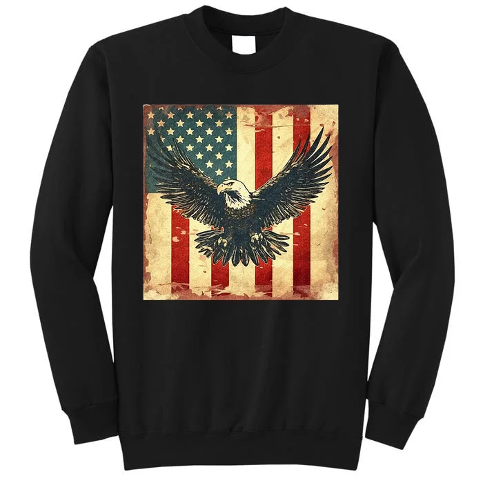 Retro vintage eagle american usa flag 4th july celebration Tall Sweatshirt