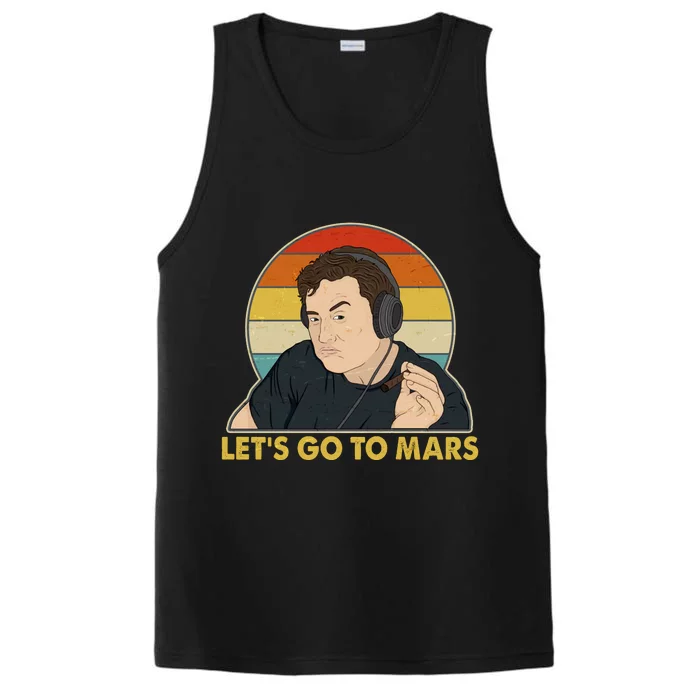 Retro Vintage Elon Musk Let's Go To Mars Performance Tank