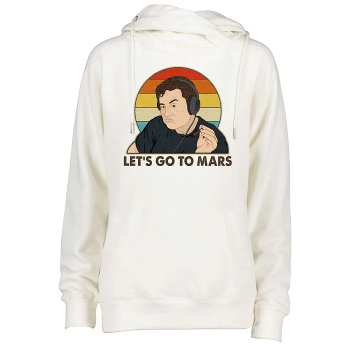 Retro Vintage Elon Musk Let's Go To Mars Womens Funnel Neck Pullover Hood