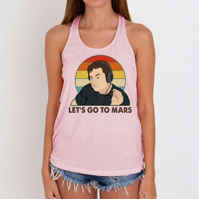 Retro Vintage Elon Musk Let's Go To Mars Women's Knotted Racerback Tank