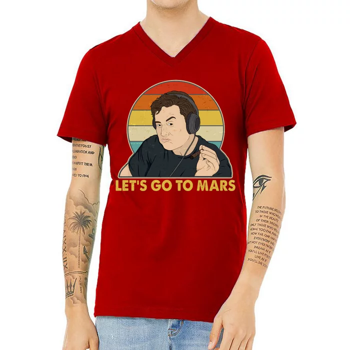 Retro Vintage Elon Musk Let's Go To Mars V-Neck T-Shirt