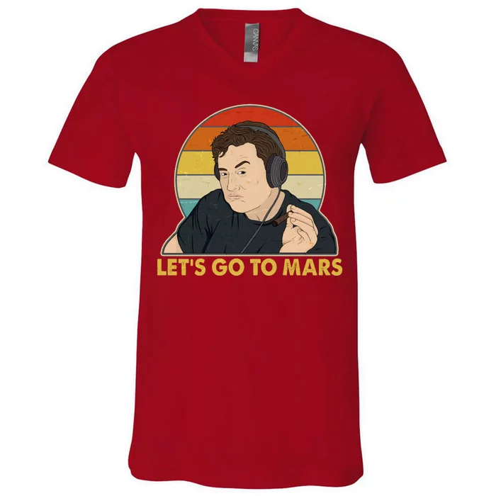 Retro Vintage Elon Musk Let's Go To Mars V-Neck T-Shirt