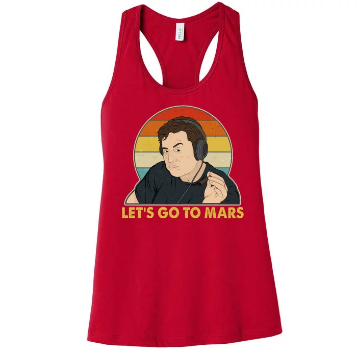 Retro Vintage Elon Musk Let's Go To Mars Women's Racerback Tank