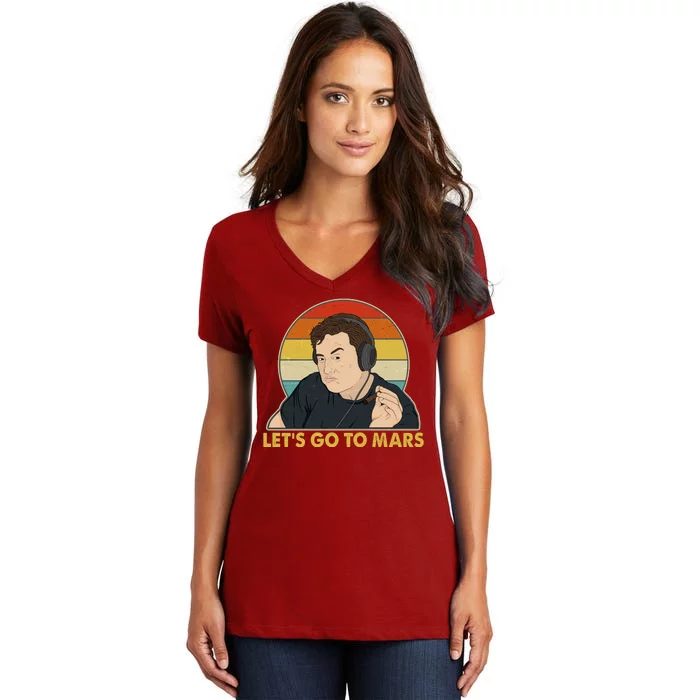 Retro Vintage Elon Musk Let's Go To Mars Women's V-Neck T-Shirt