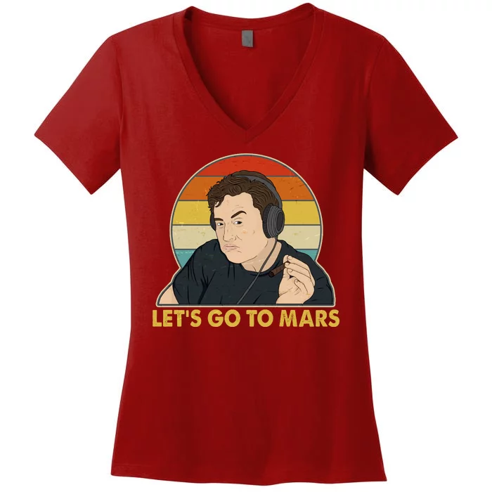 Retro Vintage Elon Musk Let's Go To Mars Women's V-Neck T-Shirt