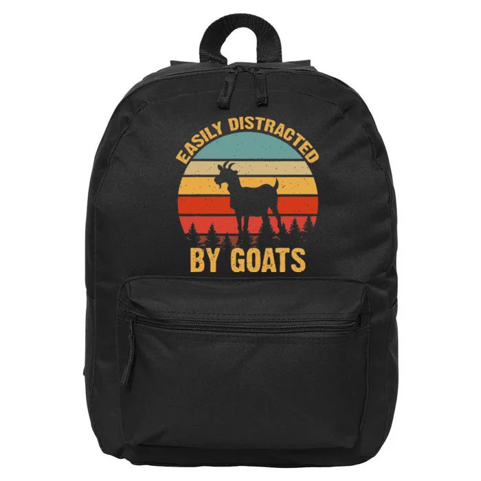 Retro Vintage Easily Distracted By Goats Funny Goat Lover 16 in Basic Backpack