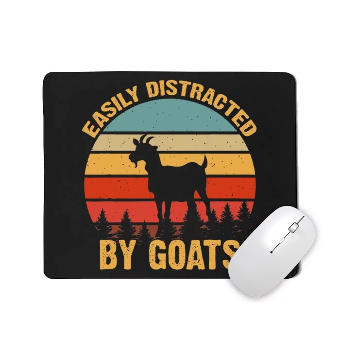 Retro Vintage Easily Distracted By Goats Funny Goat Lover Mousepad