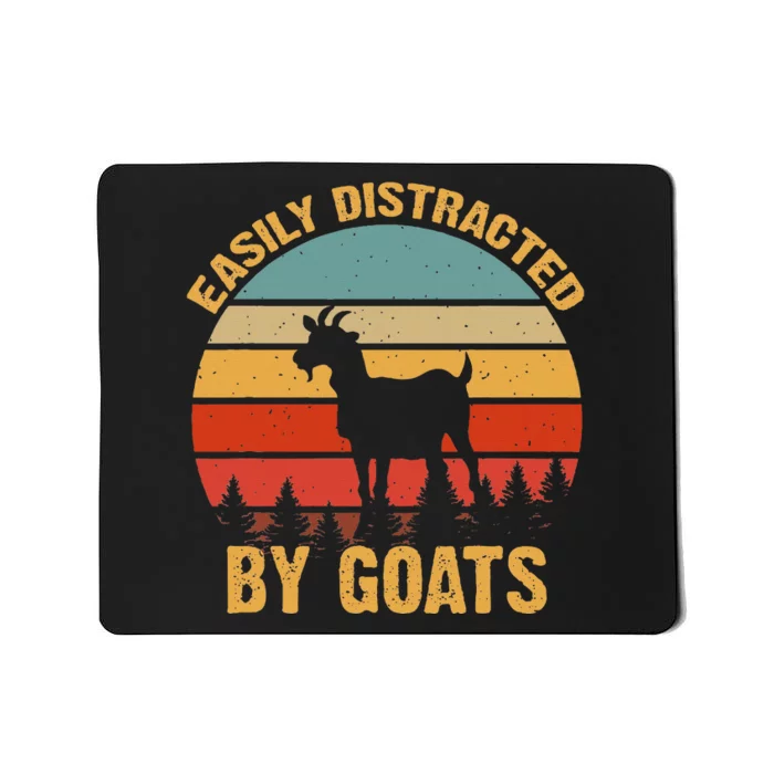 Retro Vintage Easily Distracted By Goats Funny Goat Lover Mousepad