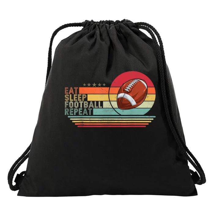 Retro Vintage Eat Sleep Football Repeat American Sport Boy Drawstring Bag