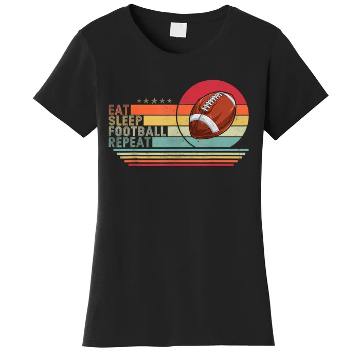 Retro Vintage Eat Sleep Football Repeat American Sport Boy Women's T-Shirt