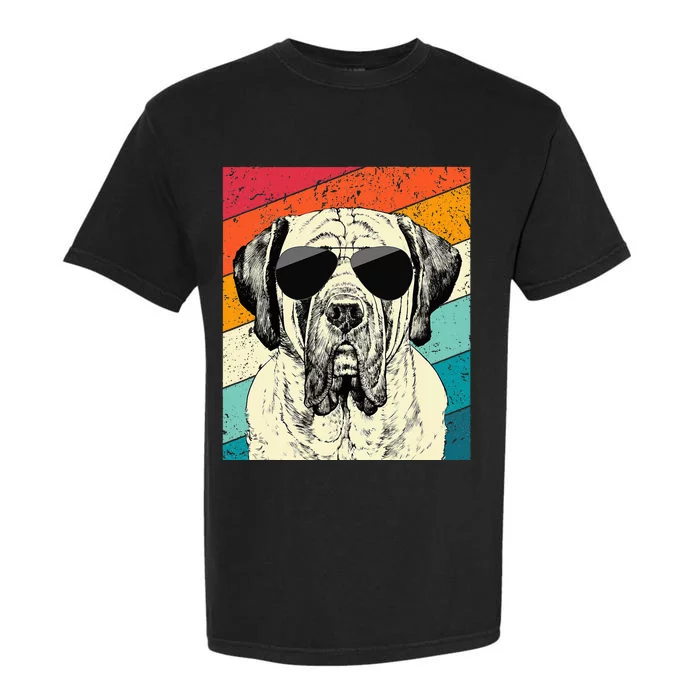 Retro Vintage English Mastiff With Sunglasses Dog Lovers Garment-Dyed Heavyweight T-Shirt