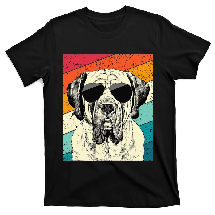 Retro Vintage English Mastiff With Sunglasses Dog Lovers T-Shirt