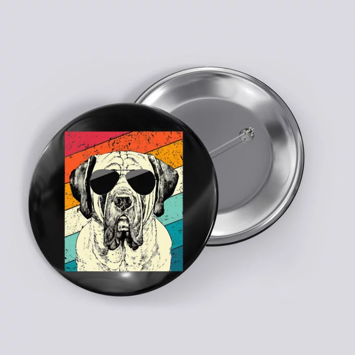 Retro Vintage English Mastiff With Sunglasses Dog Lovers Button