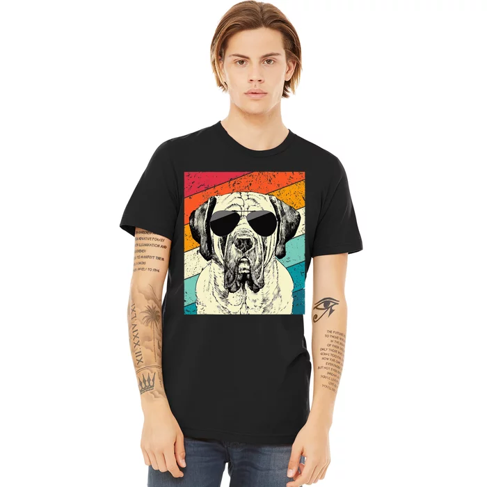 Retro Vintage English Mastiff With Sunglasses Dog Lovers Premium T-Shirt