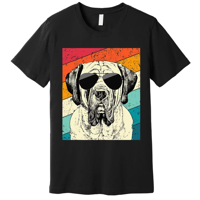 Retro Vintage English Mastiff With Sunglasses Dog Lovers Premium T-Shirt