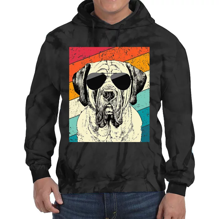 Retro Vintage English Mastiff With Sunglasses Dog Lovers Tie Dye Hoodie