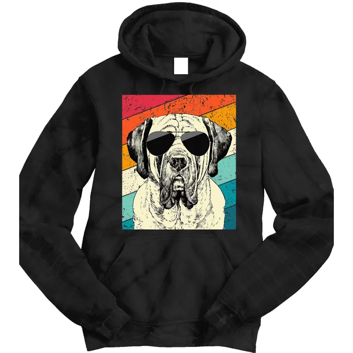 Retro Vintage English Mastiff With Sunglasses Dog Lovers Tie Dye Hoodie