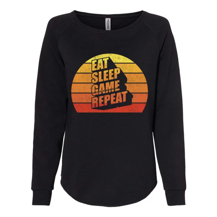 Retro Vintage Eat Sleep Game Repeat Gamer Funny Gift Funny Gaming Gift Womens California Wash Sweatshirt