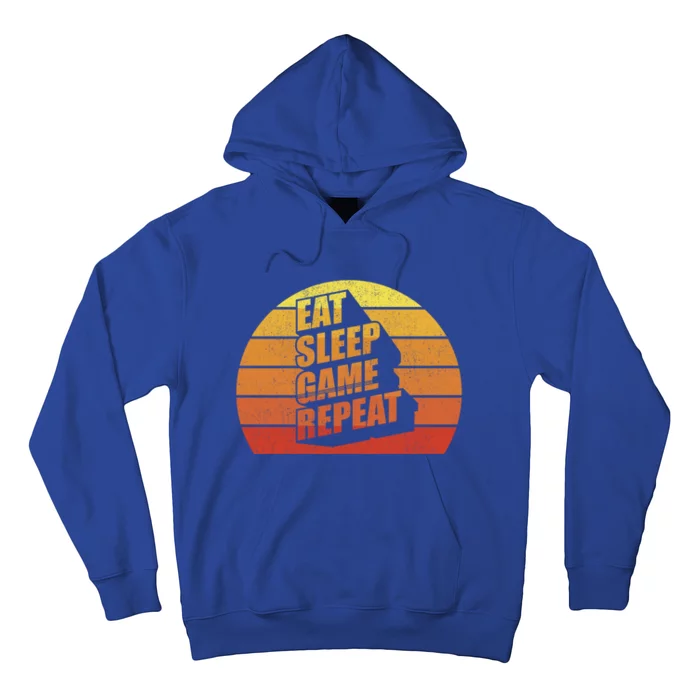 Retro Vintage Eat Sleep Game Repeat Gamer Funny Gift Funny Gaming Gift Hoodie