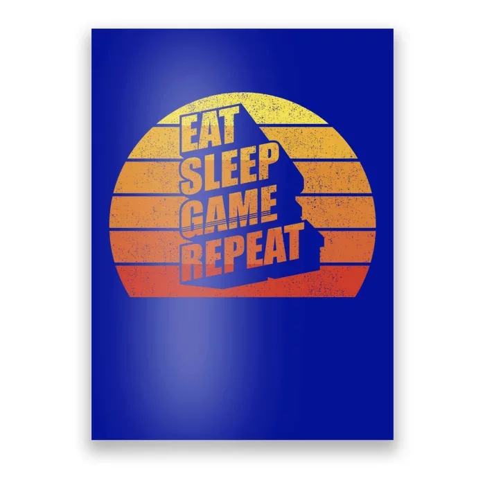 Retro Vintage Eat Sleep Game Repeat Gamer Funny Gift Funny Gaming Gift Poster