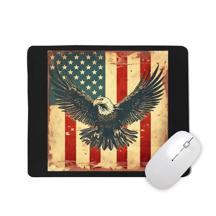 Retro vintage eagle american usa flag 4th july celebration Mousepad