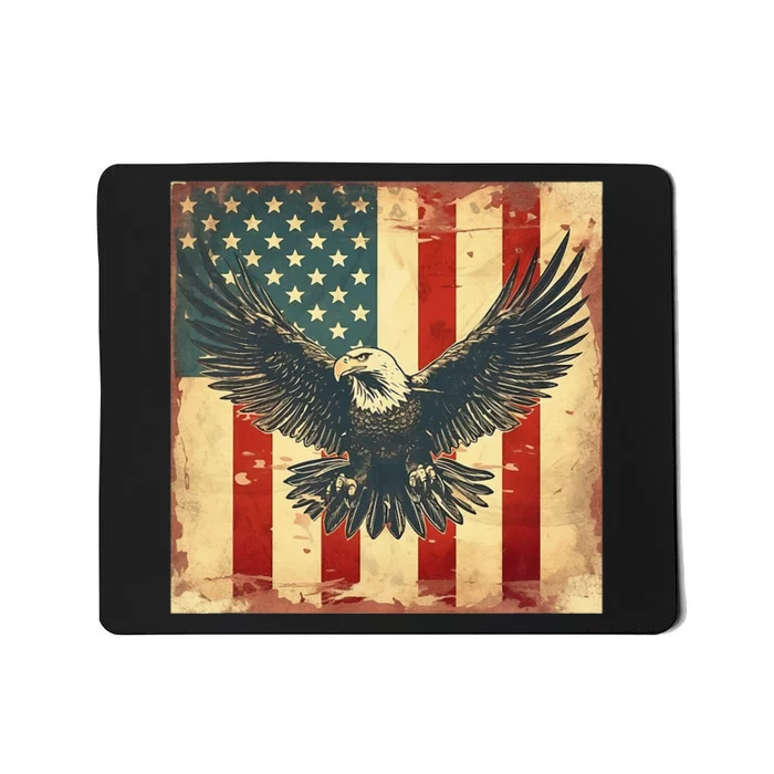 Retro vintage eagle american usa flag 4th july celebration Mousepad