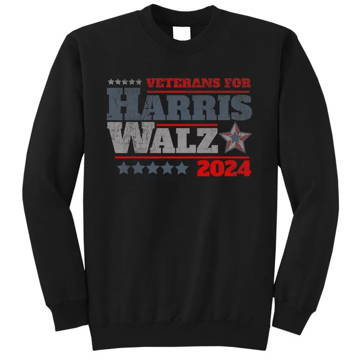 Retro Veterans For Kamala Harris Tim Walz 2024 Harris Waltz Tall Sweatshirt