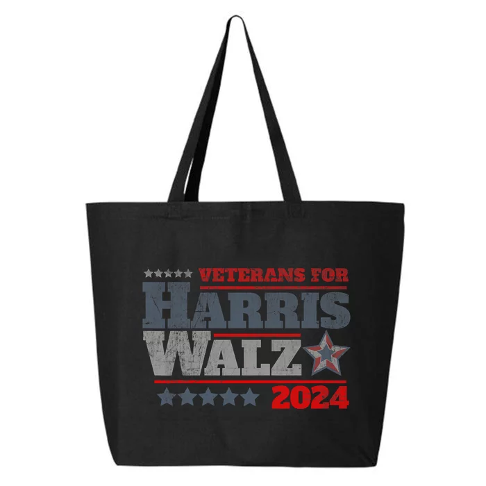 Retro Veterans For Kamala Harris Tim Walz 2024 Harris Waltz 25L Jumbo Tote