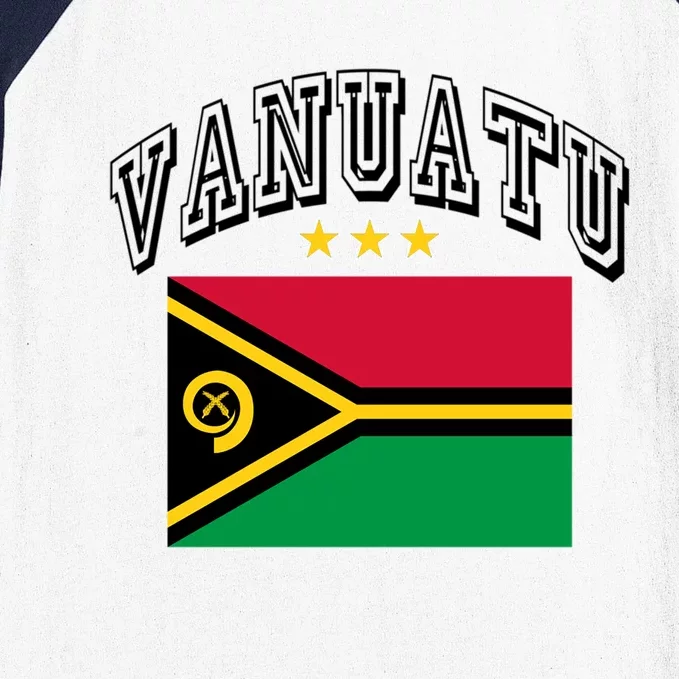 Retro Vanuatu Flag Athletic Gift Baseball Sleeve Shirt