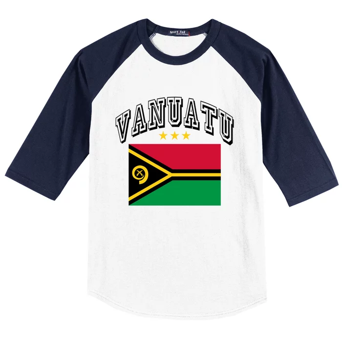 Retro Vanuatu Flag Athletic Gift Baseball Sleeve Shirt