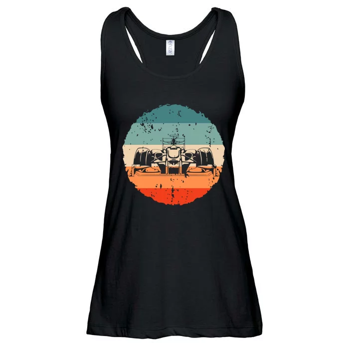 Retro Vintage Formula Racing Lovers Silhouette Race Car Fan Ladies Essential Flowy Tank