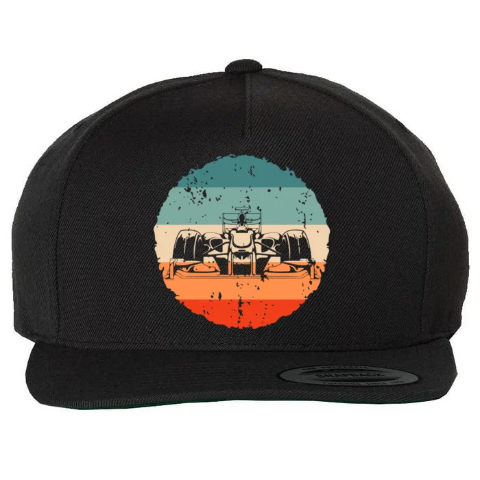 Retro Vintage Formula Racing Lovers Silhouette Race Car Fan Wool Snapback Cap