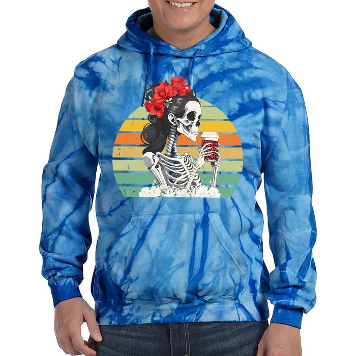 Retro Vintage Floral Skeleton Nurse Funny Nursing Halloween Gift Tie Dye Hoodie