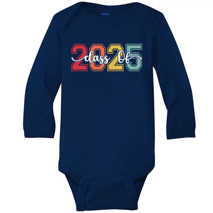 Retro Vintage Future Graduate Back To School Class Of 2025 Great Gift Baby Long Sleeve Bodysuit