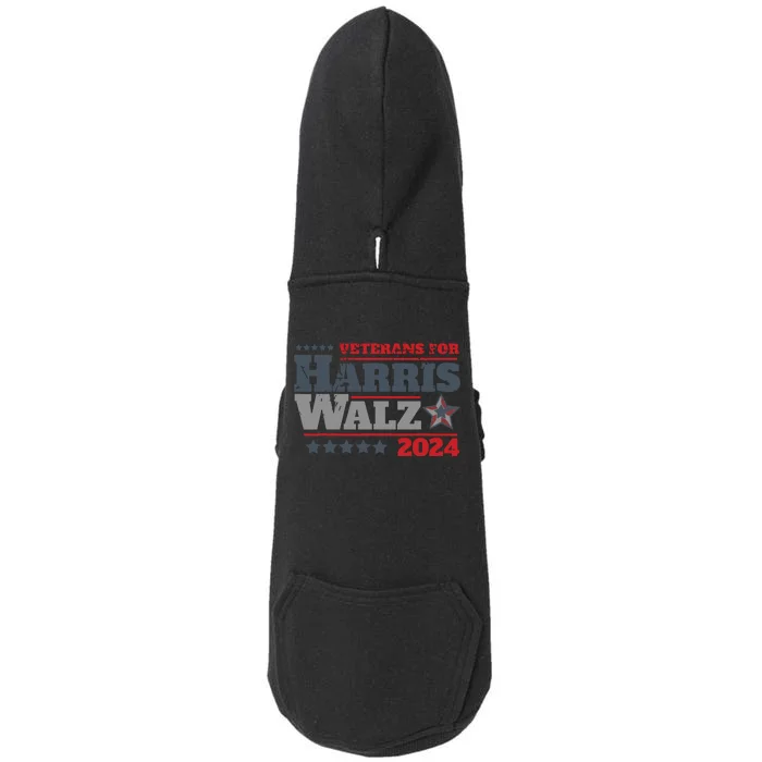 Retro Veterans For Kamala Harris Tim Walz 2024 Harris Waltz Doggie 3-End Fleece Hoodie