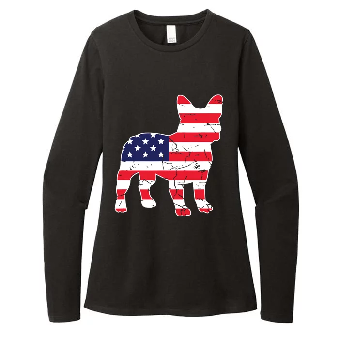 Retro Vintage French Bulldog American Flag 4th Of July Womens CVC Long Sleeve Shirt