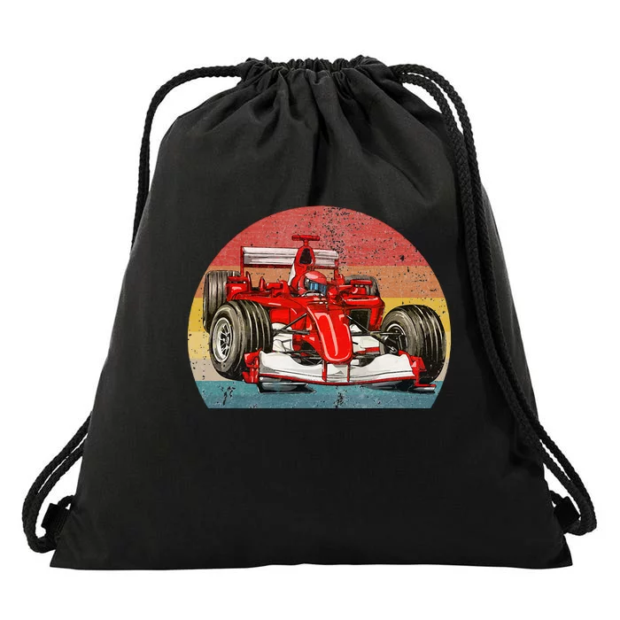 Retro Vintage Formula Racing Lovers Race Car Fan Drawstring Bag