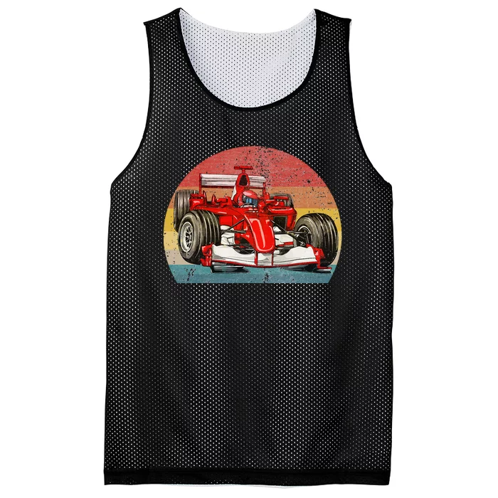 Retro Vintage Formula Racing Lovers Race Car Fan Mesh Reversible Basketball Jersey Tank