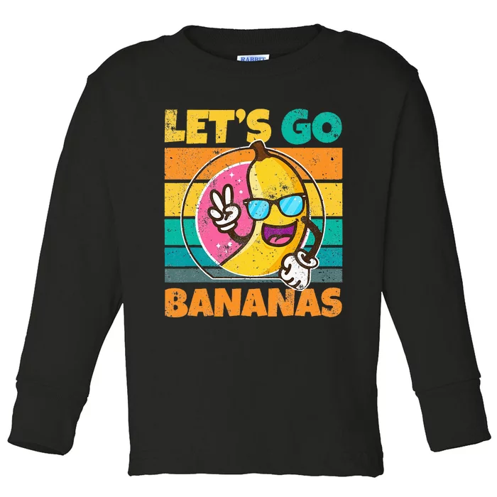 Retro Vintage Funny Banana Meme Let Go Banana Peace Bananas Toddler Long Sleeve Shirt