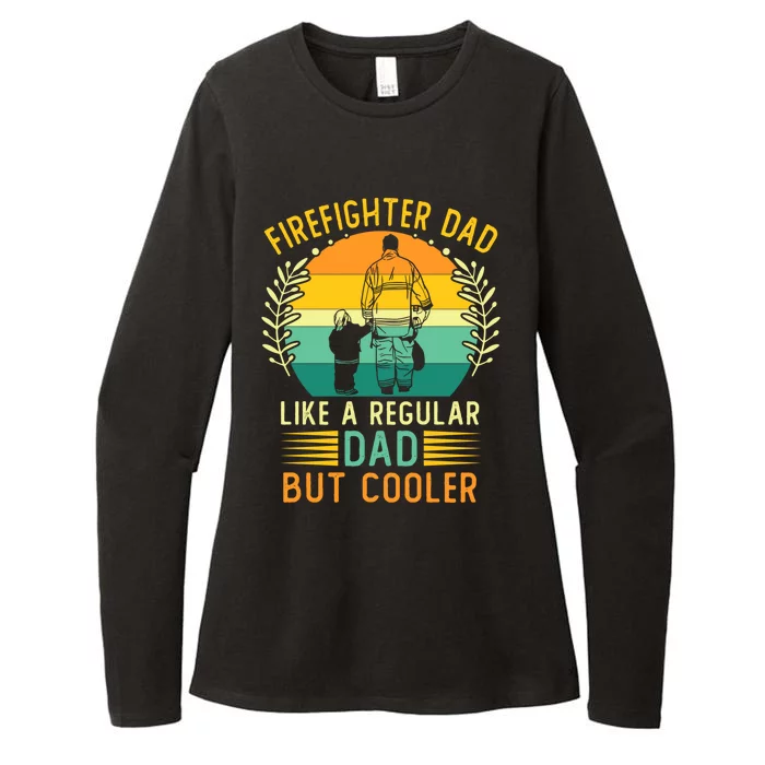 Retro Vintage Firefighter Dad Fathers Day Fire Daddy Cute Gift Womens CVC Long Sleeve Shirt