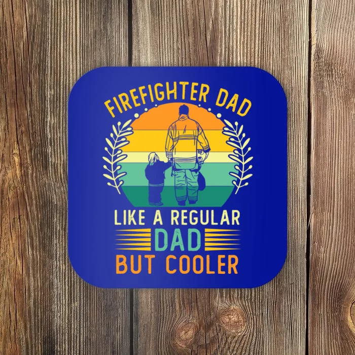 Retro Vintage Firefighter Dad Fathers Day Fire Daddy Cute Gift Coaster