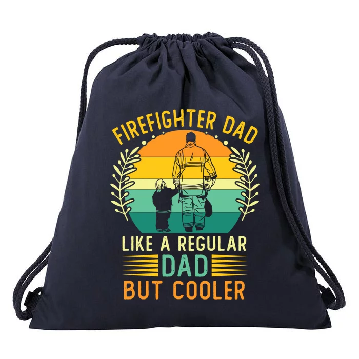 Retro Vintage Firefighter Dad Fathers Day Fire Daddy Cute Gift Drawstring Bag