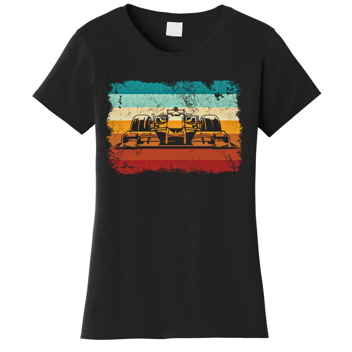 Retro Vintage Formula Racing Lovers Silhouette Race Car Fan Giftretro Vintage Fo Women's T-Shirt