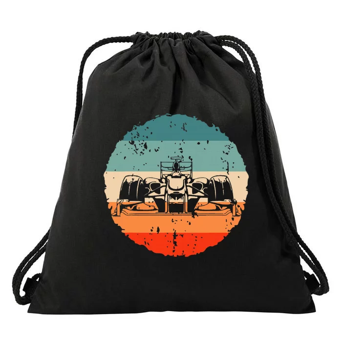 Retro vintage Formula Racing Lovers Silhouette Race Car fan Drawstring Bag