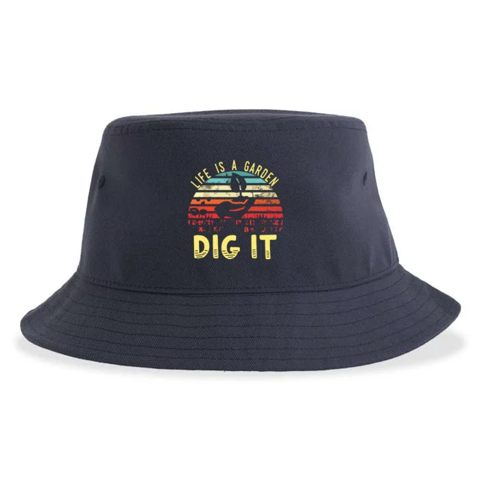 Retro Vintage Farmer Gift Life Is A Garden Dig It Sustainable Bucket Hat