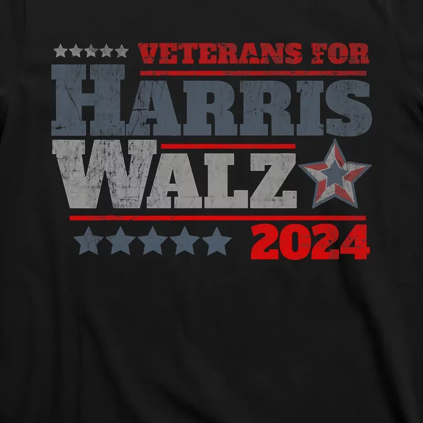 Retro Veterans For Kamala Harris Tim Walz 2024 Harris Waltz T-Shirt